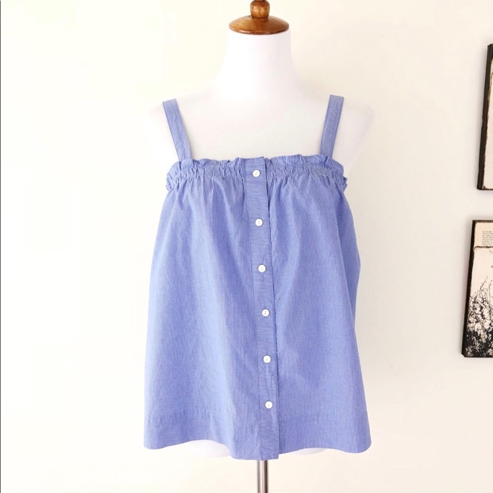 J CREW BUTTON AND RUFFLE TOP - Picture 2 of 7